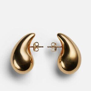 Gold Chunky Teardrop Pear Earrings